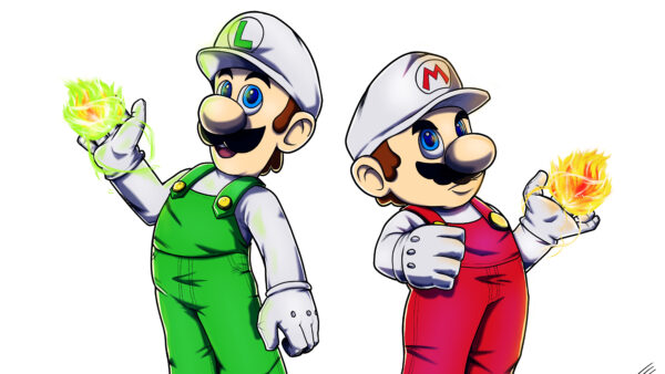 Wallpaper Background, White, With, Mario, Red, Green, And, Luigi, Games, Dress