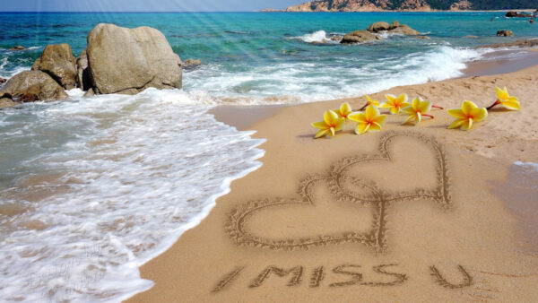 Wallpaper Miss, You, Sand, Beach, Word, Valentines