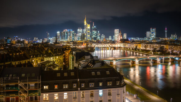 Wallpaper With, Night, During, Bridge, City, Travel, Germany, Light, Frankfurt
