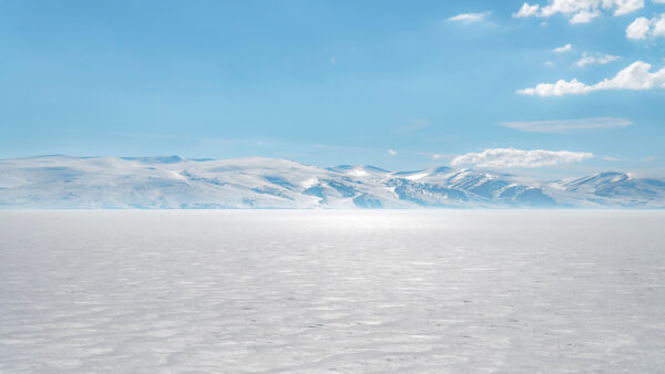Wallpaper Desktop, Winter, Covered, Under, Snow, Sky, Lake, Blue, During