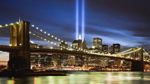 Wallpaper New, York, Water, Bridge, Lights, Desktop, With, Above