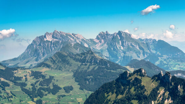 Wallpaper Blue, Slope, Trees, Nature, Mobile, Sky, Greenery, Background, Mountains, Desktop, Valley