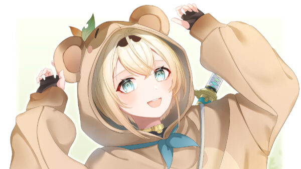 Wallpaper Blue, Anime, Brown, Girl, Dress, With, Eyes