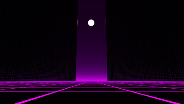 Wallpaper Synthwave, Moon, Lines, Purple, Background, Sky
