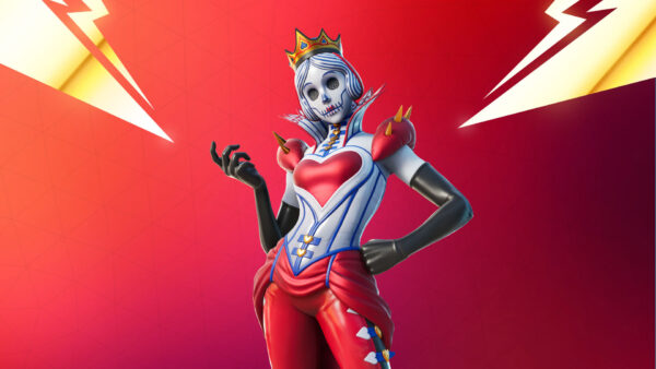 Wallpaper Hearts, Fortnite, Skin, Queen