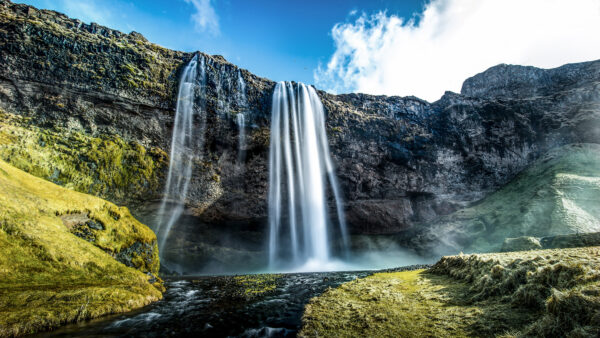 Wallpaper Waterfall, Iceland, Seljalandsfoss