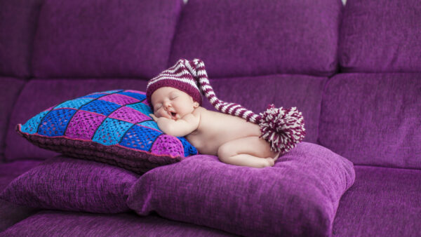 Wallpaper Pillow, Baby, Desktop, Sleeping, Cute, Purple