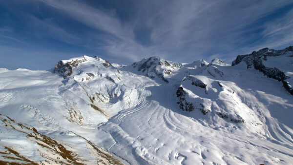 Wallpaper Mountain, Under, Sky, Blue, 4k, Snow, Coverd, Mobile