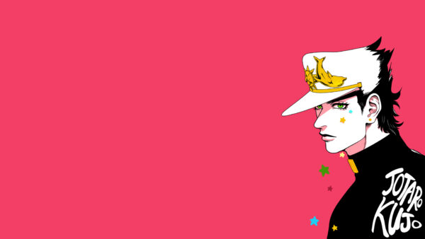 Wallpaper Kujo, Red, Jotaro, Side, And, White, Dress, Anime, Cap, Background, Desktop, With, Wearing, Black, JOJO