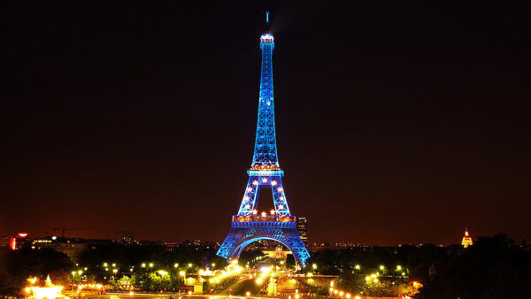 Wallpaper During, Night, Background, Time, Tower, Lighting, Paris, Eiffel, Blue, Travel, Desktop, With, Sky, Black