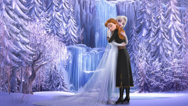 Wallpaper Elsa, Anna, Hugging, Frozen