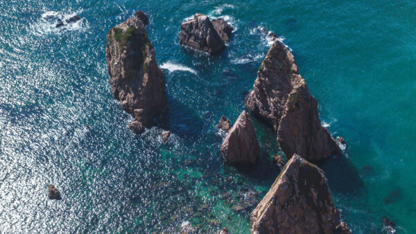 Wallpaper Rocks, Sea, Nature, View, Stones, Aerial