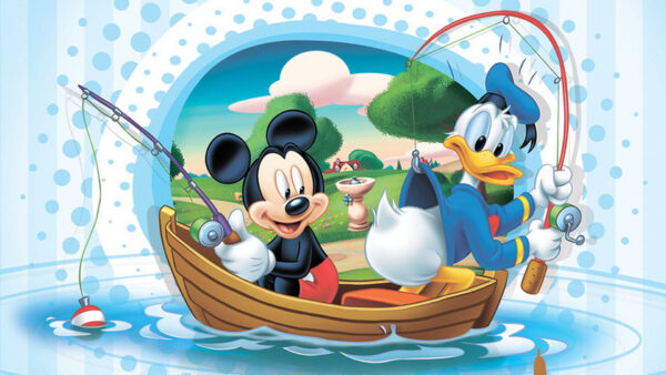Wallpaper Disney, Mouse, Mickey, Donald, Cartoon, Boat, Duck, Fishing