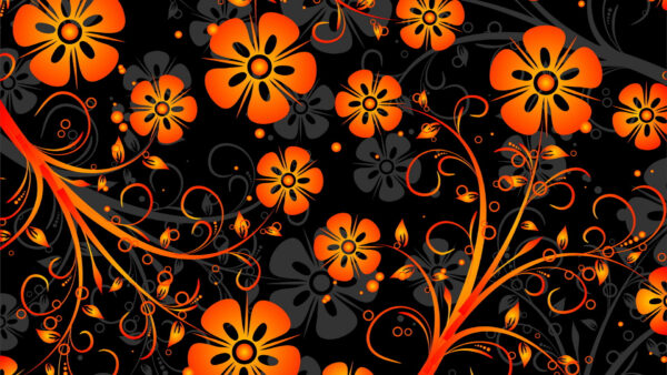 Wallpaper Grey, Texture, Abstraction, Art, Abstract, Pattern, Flowers, Orange