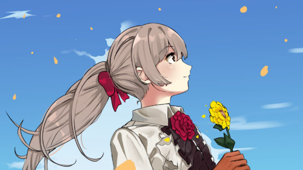 Wallpaper Girl, Hair, Flowers, White, Dress, Long, Anime