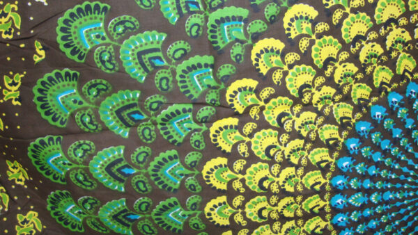 Wallpaper Yellow, Design, Green, Brown, Blue, Flower, Hippie