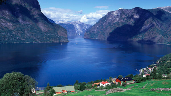 Wallpaper Aurlandsfjord, Panorama, Norway