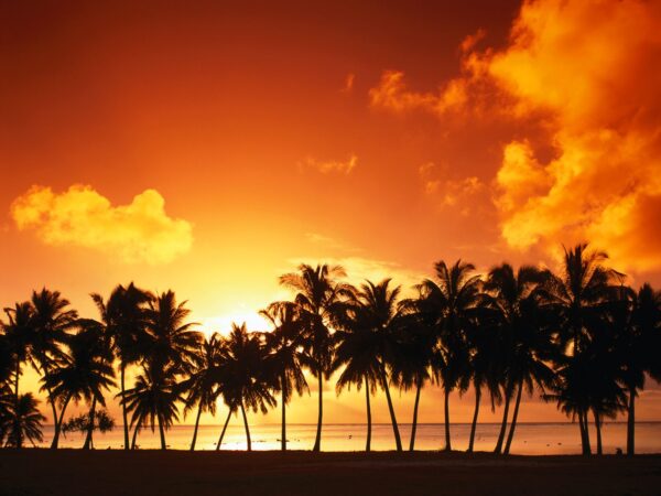 Wallpaper Sunset,, Islands, Cook, Aitutaki, Island