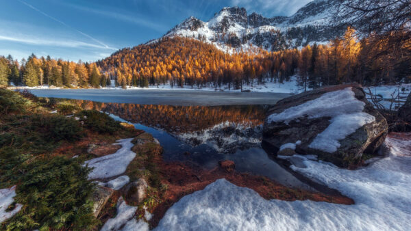 Wallpaper Landscape, Lake, Winter, Mountain, Desktop, Nature, Snow