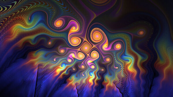 Wallpaper Yellow, Purple, Art, Design, Fractal, Abstract