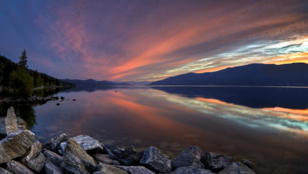 Wallpaper Lake, Mountain, Sunset, Nature, Desktop, During
