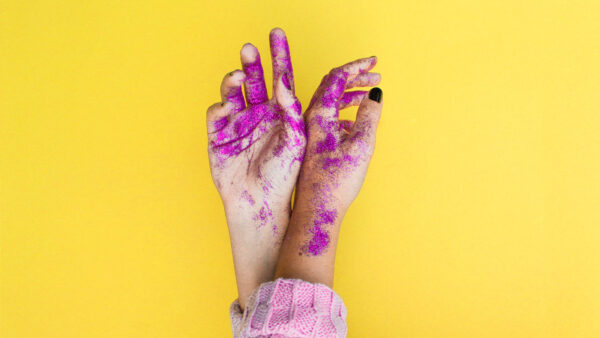 Wallpaper Yellow, Purple, Desktop, Color, Hands, Background, Girl, With, Powder