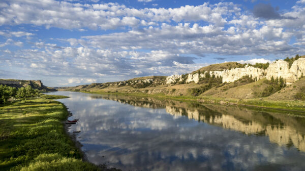 Wallpaper White, Between, Reflection, Under, Water, Green, Nature, River, Sky, Mobile, Blue, Clouds, Covered, Desktop, Mountains, Grass, Field