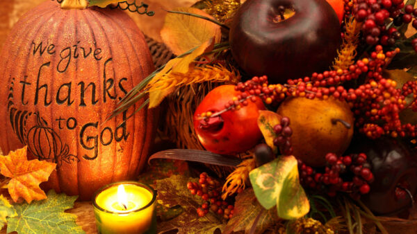 Wallpaper Apple, Berries, With, Candle, Pumpkin, Desktop, Thanksgiving