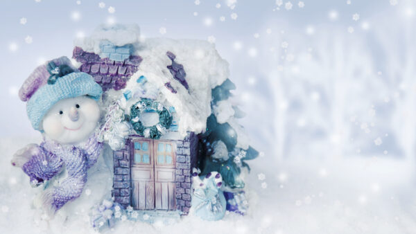Wallpaper Cold, Christmas, Winter, Decoration, Snowflake, Snow, Desktop, White, Snowman, House