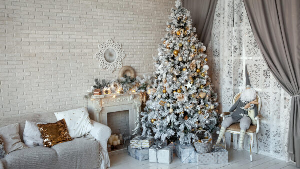 Wallpaper Ornaments, Tree, With, Christmas