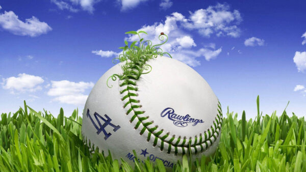 Wallpaper Field, Blue, Sky, With, Ball, Los, Background, Grass, Clouds, Desktop, Angeles, Dodgers, And