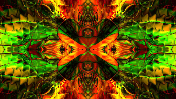 Wallpaper Trippy, Pattern, Desktop, Green, Fractal, Red, Abstraction, Mobile