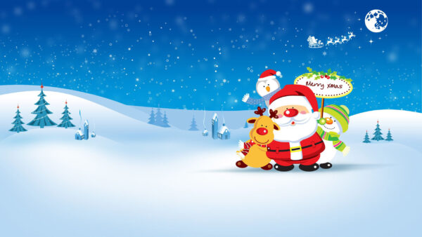 Wallpaper Claus, Standing, Field, Santa, Snow