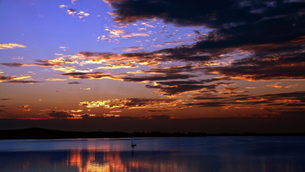 Wallpaper Blue, Under, Evening, Sky, During, Desktop, Sunset, Cloudy, Lake