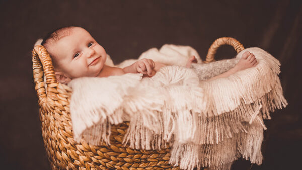 Wallpaper Inside, Cloth, Child, Knitted, Baby, White, Bamboo, With, Woolen, Covering, Cute, Basket
