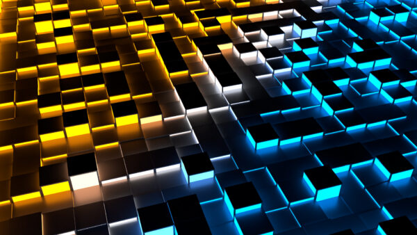 Wallpaper Abstract, Blender, Yellow, Lights, Abstraction, White, Blue