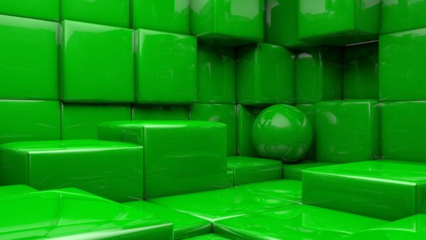 Wallpaper Green, Desktop, Cubes, Abstract