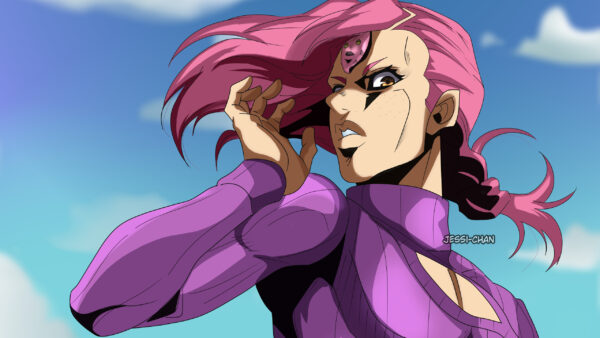 Wallpaper With, And, Pink, Sky, Desktop, Blue, Hair, Purple, Anime, Dress, Background, Vinegar, Doppio, JOJO