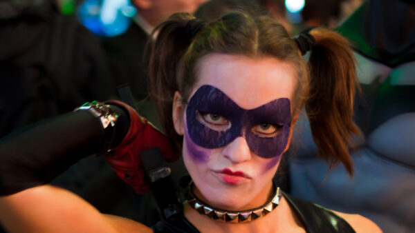 Wallpaper Purple, Quinn, Wearing, Eye, Halloween, Desktop, Harley, Costume, Mask