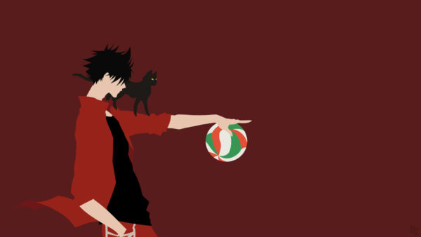 Wallpaper Haikyu, Desktop, And, His, Red, Ball, With, Shirt, Biceps, Wearing, Player, Standing, Cat, Anime, Black