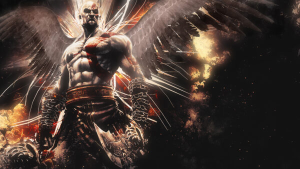 Wallpaper Kratos, III, God, War, Wings