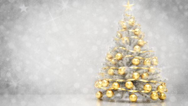 Wallpaper Tree, Decorated, Christmas, Bokeh, Star, Background, Balls, Mobile, Desktop, White, Golden, Blur