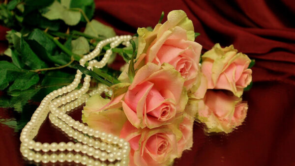 Wallpaper Necklace, Flowers, Desktop, Pink, Pearl