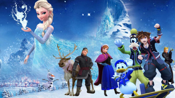 Wallpaper Sky, Olaf, Kristoff, Frozen, Blue, Anna, Elsa, Background, Starry