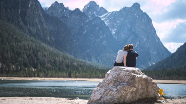 Wallpaper Mountain, Rock, Couple, Background, Sitting, Close