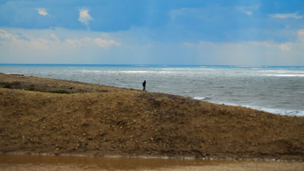 Wallpaper Rock, Alone, Coast, Man, Sea, Background, Walking