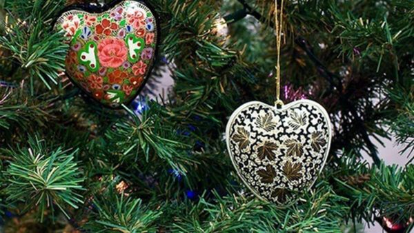 Wallpaper Tree, Christmas, Decoration, Colorful, Ornaments, Hearts