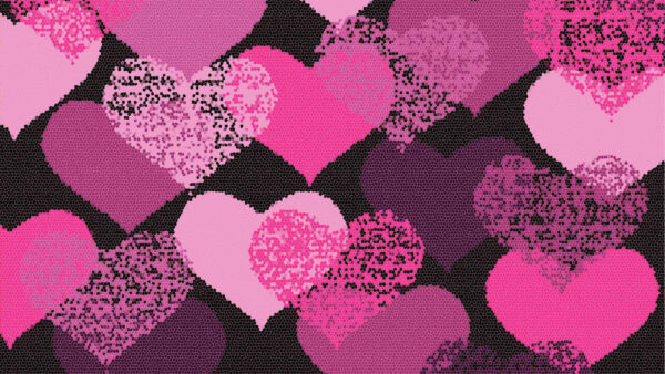 Wallpaper Shapes, Background, Black, Heart, Pink, Art