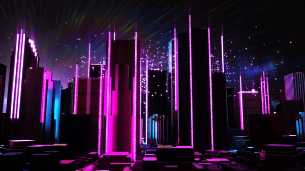 Wallpaper Vaporwave, Black, Buildings, City, And, Desktop, Purple