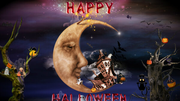 Wallpaper Pumpkins, Happy, Desktop, Halloween, Ghosts, Clouds, Moon